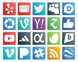 20 social medios de comunicación icono paquete incluso aplicación red vídeo picasa Youtube zootool vector