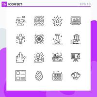 Stock Vector Icon Pack of 16 Line Signs and Symbols for gym dumbbell interface statistics analytics Editable Vector Design Elements