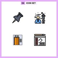 Set of 4 Modern UI Icons Symbols Signs for marker notebook performance building writer Editable Vector Design Elements