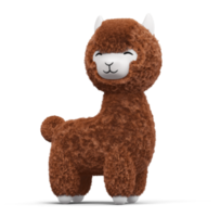 Happy cute alpaca, 3d rendering illustration png