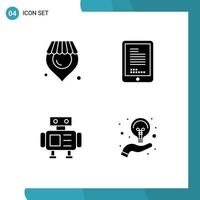 Group of 4 Solid Glyphs Signs and Symbols for location toy mobile cell creative Editable Vector Design Elements