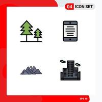Filledline Flat Color Pack of 4 Universal Symbols of cypress hill interface user scene Editable Vector Design Elements