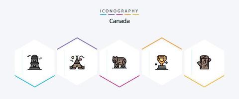Canada 25 FilledLine icon pack including . timber. polar. log. trophy vector