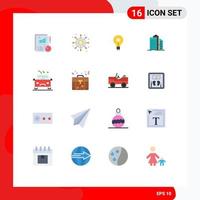 Universal Icon Symbols Group of 16 Modern Flat Colors of business architecture payments skyscraper insight Editable Pack of Creative Vector Design Elements