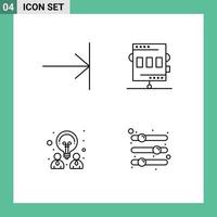 Set of 4 Modern UI Icons Symbols Signs for arrow design activities game partnership Editable Vector Design Elements