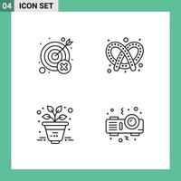 4 Thematic Vector Filledline Flat Colors and Editable Symbols of fail business target bread plant Editable Vector Design Elements