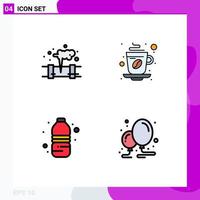 Universal Icon Symbols Group of 4 Modern Filledline Flat Colors of gas bottle waste tea water bottle Editable Vector Design Elements