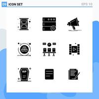 Set of 9 Modern UI Icons Symbols Signs for transportation seats marketing virtual shapes Editable Vector Design Elements