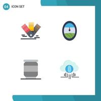 Pictogram Set of 4 Simple Flat Icons of card can pms porthole internet Editable Vector Design Elements