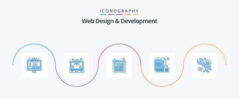 Web Design And Development Blue 5 Icon Pack Including setting. file. browser. keyboard. computer vector