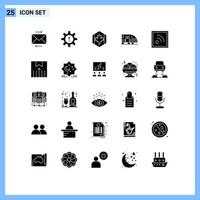 Modern Set of 25 Solid Glyphs Pictograph of feed train flag subway maple Editable Vector Design Elements