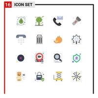 Universal Icon Symbols Group of 16 Modern Flat Colors of light camping pine trees info contact us Editable Pack of Creative Vector Design Elements