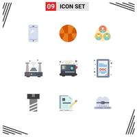 Pictogram Set of 9 Simple Flat Colors of breakfast things staff router internet Editable Vector Design Elements