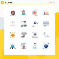 Set of 16 Modern UI Icons Symbols Signs for love cup technologist tea estimation Editable Pack of Creative Vector Design Elements