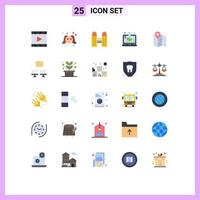 25 Universal Flat Colors Set for Web and Mobile Applications camping laptop woman online science education lab test Editable Vector Design Elements