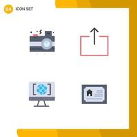 Universal Icon Symbols Group of 4 Modern Flat Icons of camera world party send card Editable Vector Design Elements