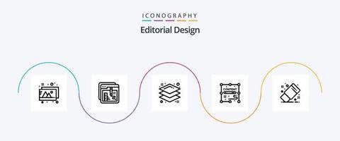 editorial diseño línea 5 5 icono paquete incluso oficina. dibujar. diseño. diseño. documentos vector