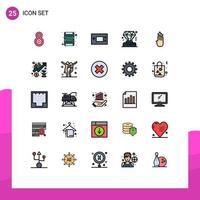 Pictogram Set of 25 Simple Filled line Flat Colors of down four gameboy finger diamond Editable Vector Design Elements