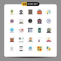 User Interface Pack of 25 Basic Flat Colors of digital business door suitcase bag Editable Vector Design Elements