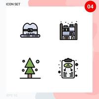 4 Creative Icons Modern Signs and Symbols of cap tree home forest business strategy Editable Vector Design Elements