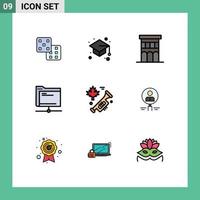 Pictogram Set of 9 Simple Filledline Flat Colors of canada remote estate folder data Editable Vector Design Elements