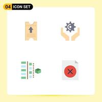 Universal Icon Symbols Group of 4 Modern Flat Icons of ticket phases arrow gear planning Editable Vector Design Elements