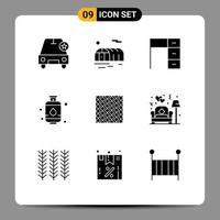 9 Universal Solid Glyphs Set for Web and Mobile Applications slab tile furniture kitchen cylinder Editable Vector Design Elements