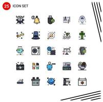 Set of 25 Modern UI Icons Symbols Signs for paper blue print computers architecture stick Editable Vector Design Elements