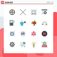 Pack of 16 Modern Flat Colors Signs and Symbols for Web Print Media such as electric programming mechanic development coding Editable Pack of Creative Vector Design Elements