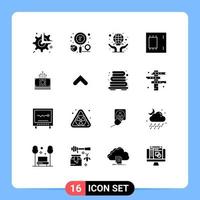 16 Universal Solid Glyphs Set for Web and Mobile Applications mainboard devices search chip hands Editable Vector Design Elements