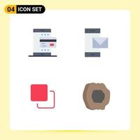 Editable Vector Line Pack of 4 Simple Flat Icons of card smart phone payment message media Editable Vector Design Elements