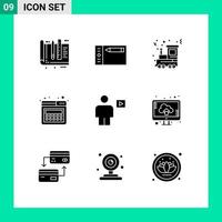 Pictogram Set of 9 Simple Solid Glyphs of body web tablet page train Editable Vector Design Elements