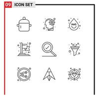 Group of 9 Outlines Signs and Symbols for complete business process achievement ho Editable Vector Design Elements