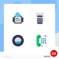 Pack of 4 creative Flat Icons of technology porthole card machine communication Editable Vector Design Elements