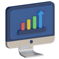 Computer Bar Chart 3D Render Icon png