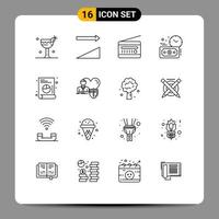 Pictogram Set of 16 Simple Outlines of list web fm radio money budget estimate Editable Vector Design Elements