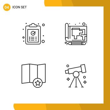 User Interface Pack of 4 Basic Filledline Flat Colors of clipboard print paste document place Editable Vector Design Elements