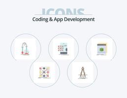 Coding And App Development Flat Icon Pack 5 Icon Design. application. refinement. science. flask vector