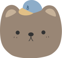 lindo oso de peluche usa ilustración de elemento de diseño plano de dibujos animados de gorra png