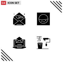 4 Universal Solid Glyph Signs Symbols of day open wishes server paint Editable Vector Design Elements