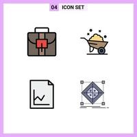 Set of 4 Modern UI Icons Symbols Signs for briefcase graph barrow spring cluster Editable Vector Design Elements