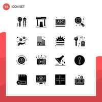 Stock Vector Icon Pack of 16 Line Signs and Symbols for search doctor game checkup online Editable Vector Design Elements