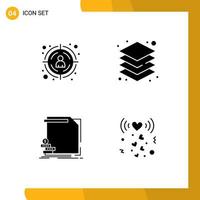 Group of 4 Modern Solid Glyphs Set for seo money layer design reports Editable Vector Design Elements