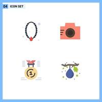 4 Universal Flat Icons Set for Web and Mobile Applications jewelry award ornament image position Editable Vector Design Elements