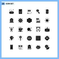 Mobile Interface Solid Glyph Set of 25 Pictograms of resume personal flag hunting employee Editable Vector Design Elements