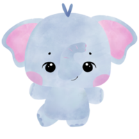 lindo bebé elefante azul pastel gesticulando feliz, bailando, saltando, flotando png