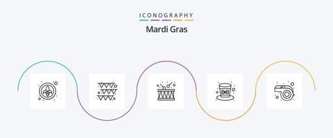 Mardi Gras Line 5 Icon Pack Including whistle. mardi gras. instrument. holiday. festival vector