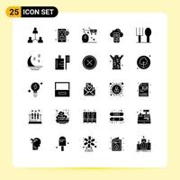 Pictogram Set of 25 Simple Solid Glyphs of baby mobile basket computing shopping Editable Vector Design Elements