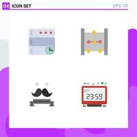 conjunto de 4 4 comercial plano íconos paquete para base de datos Bigote ábaco celebrar computadora editable vector diseño elementos