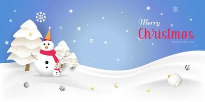 marry Christmas background with snowman template. happy new year 2023 vector